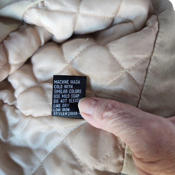 Women's Nina Rossi Metal Studded Cropped Medium-weight Lined Khaki Jean Jacket L - Picture 6 of 7